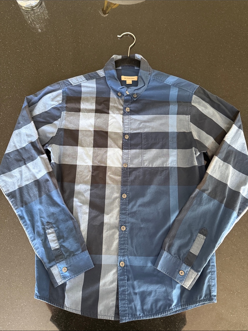 Burberry Blue Plaid Button-Down Shirt